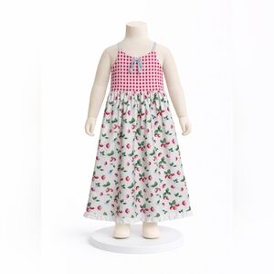 SweetHoney Red Checkered and Floral Kids Dress